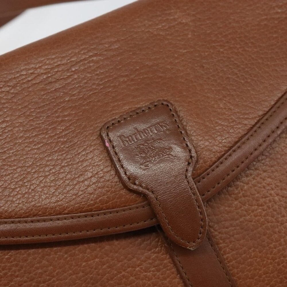 Authentic Burberrys Shoulder Bag Leather Brown Gold - Picture 2 of 16